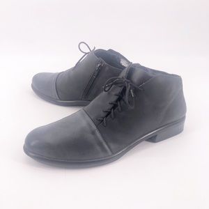 NAOT Camden Vintage Leather Gray/ Black Bootie